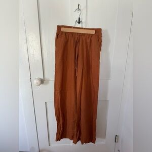 orange flowy pants